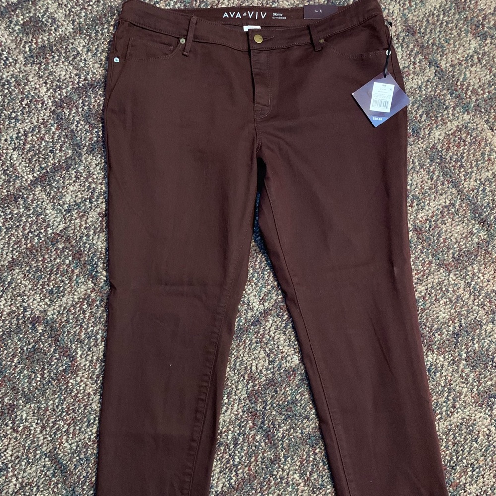 NWT Ava & Viv Burgundy Skinny Jeans